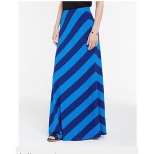Ann Taylor Tall Diagonal Stripe Maxi Skirt, Blue L
